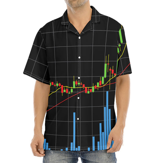 Candlestick Stock Graph Chart Print Aloha Shirt