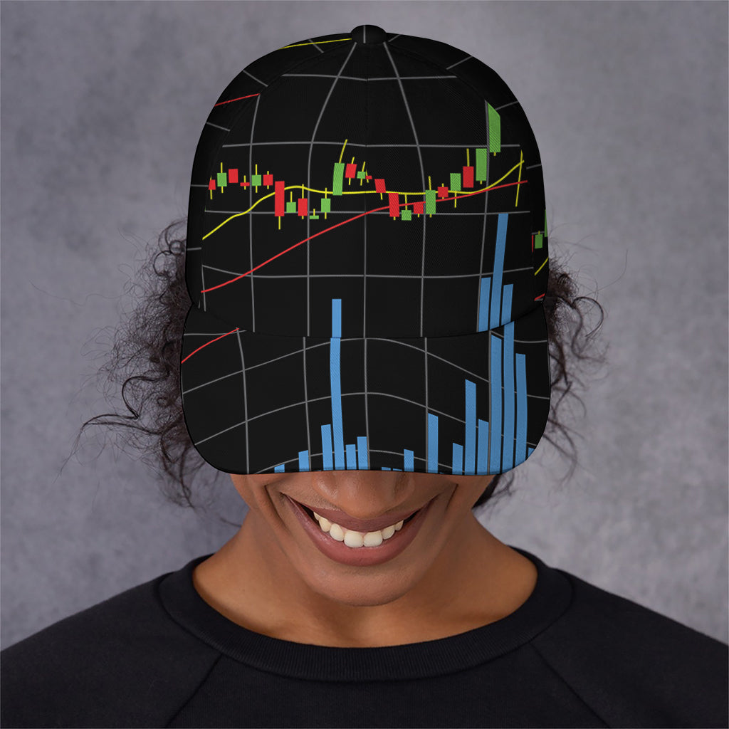 Candlestick Stock Graph Chart Print Baseball Cap