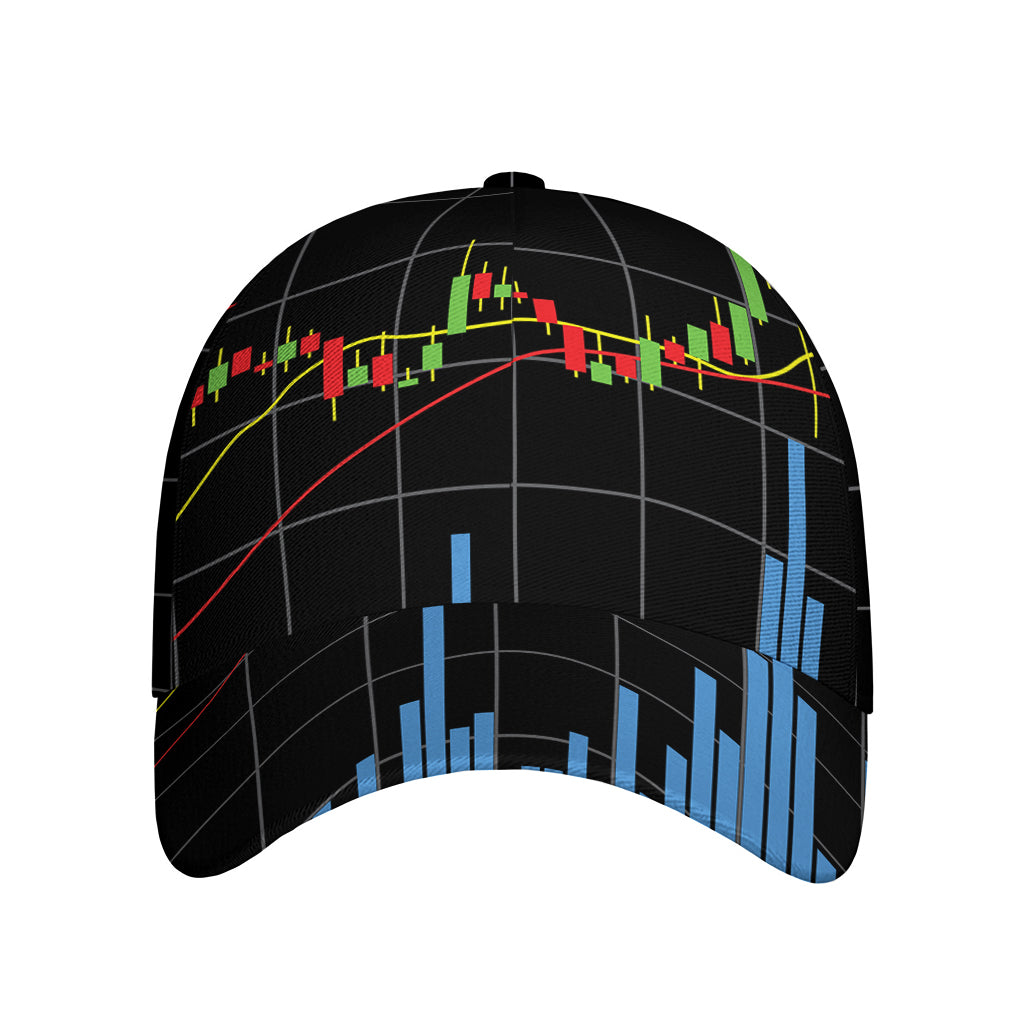 Candlestick Stock Graph Chart Print Baseball Cap