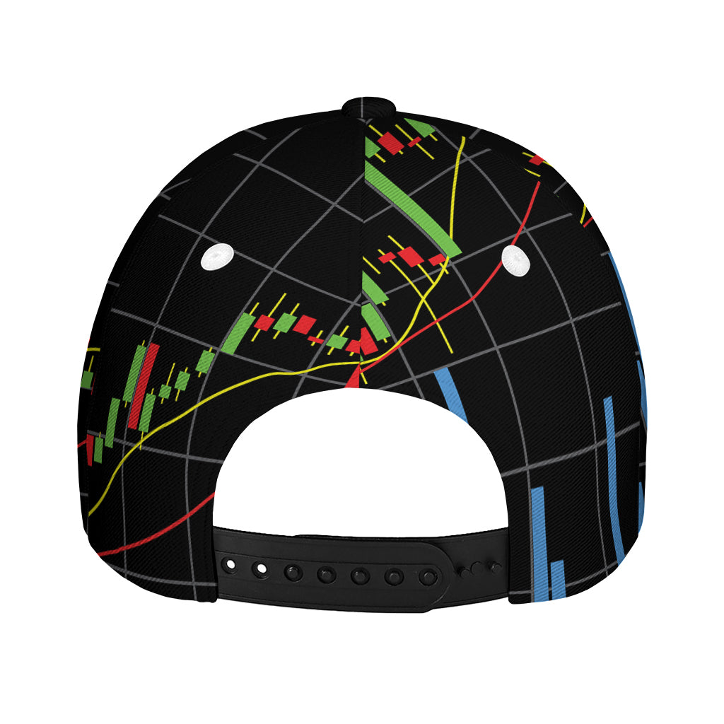 Candlestick Stock Graph Chart Print Baseball Cap