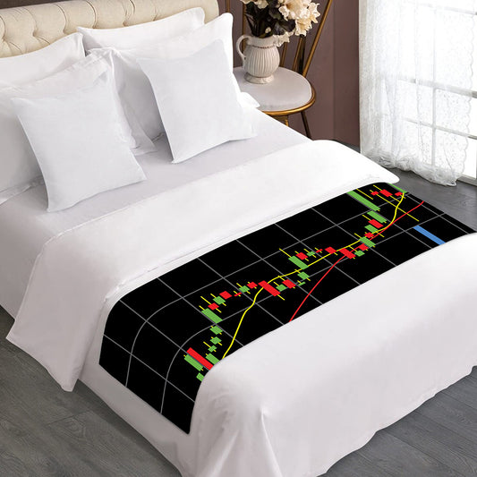 Candlestick Stock Graph Chart Print Bed Runner