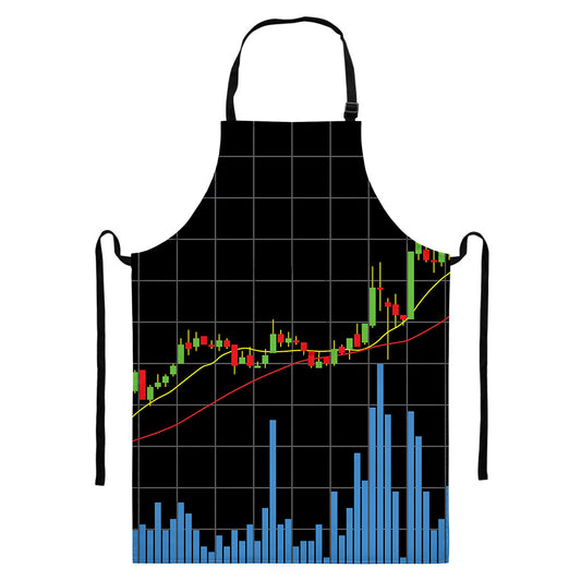 Candlestick Stock Graph Chart Print Bib Apron With Pocket