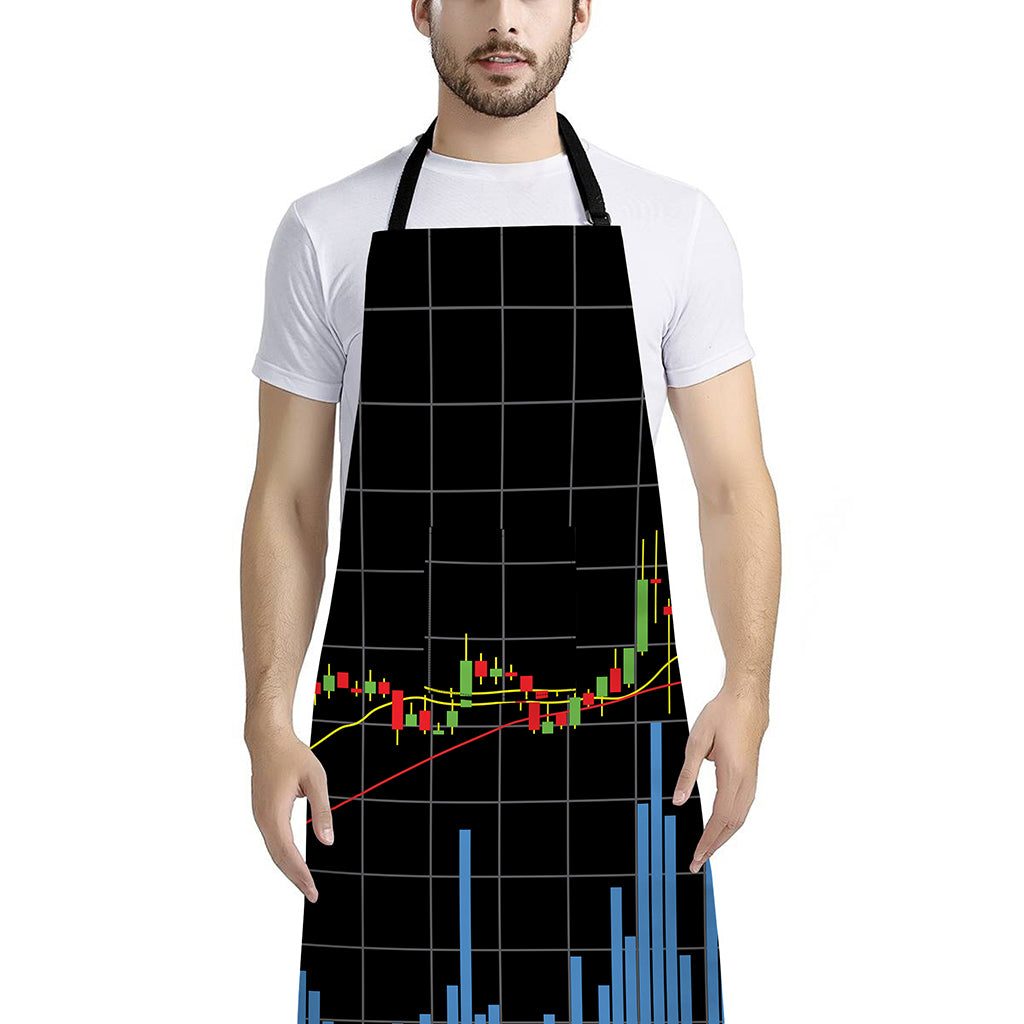 Candlestick Stock Graph Chart Print Bib Apron With Pocket