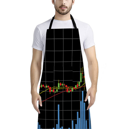 Candlestick Stock Graph Chart Print Bib Apron With Pocket