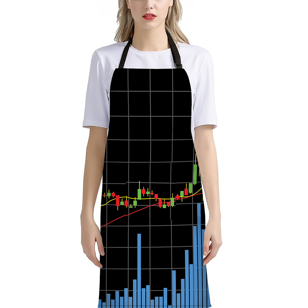 Candlestick Stock Graph Chart Print Bib Apron With Pocket