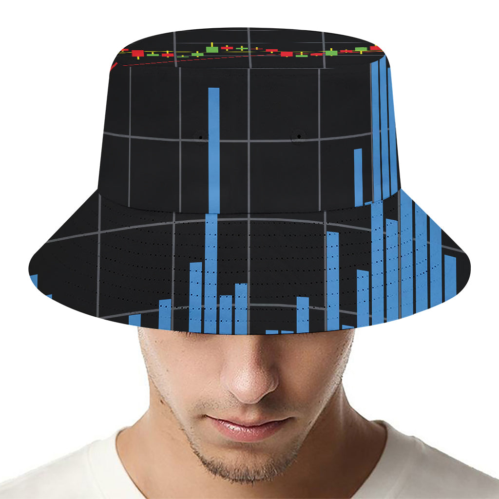 Candlestick Stock Graph Chart Print Bucket Hat