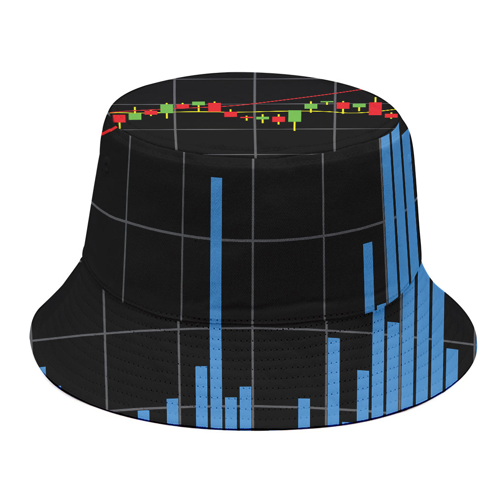 Candlestick Stock Graph Chart Print Bucket Hat