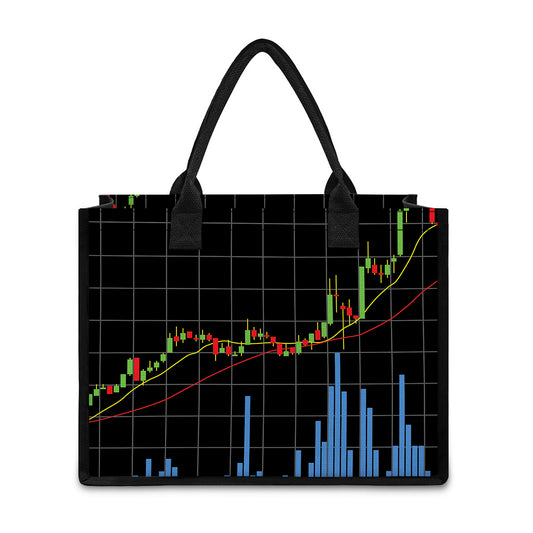 Candlestick Stock Graph Chart Print Canvas Tote Bag