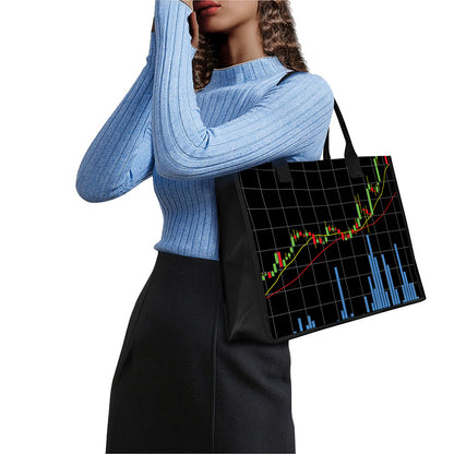 Candlestick Stock Graph Chart Print Canvas Tote Bag
