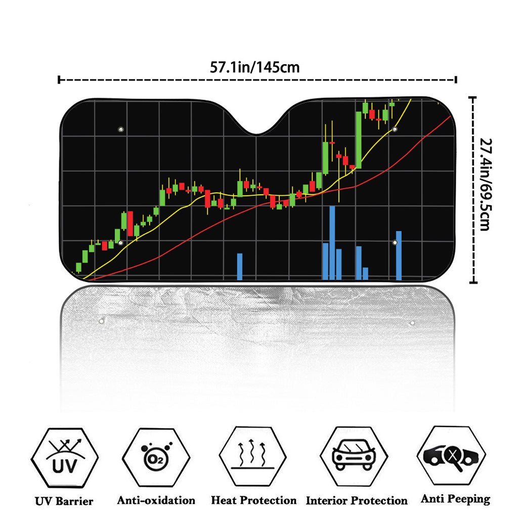Candlestick Stock Graph Chart Print Car Windshield Sun Shade