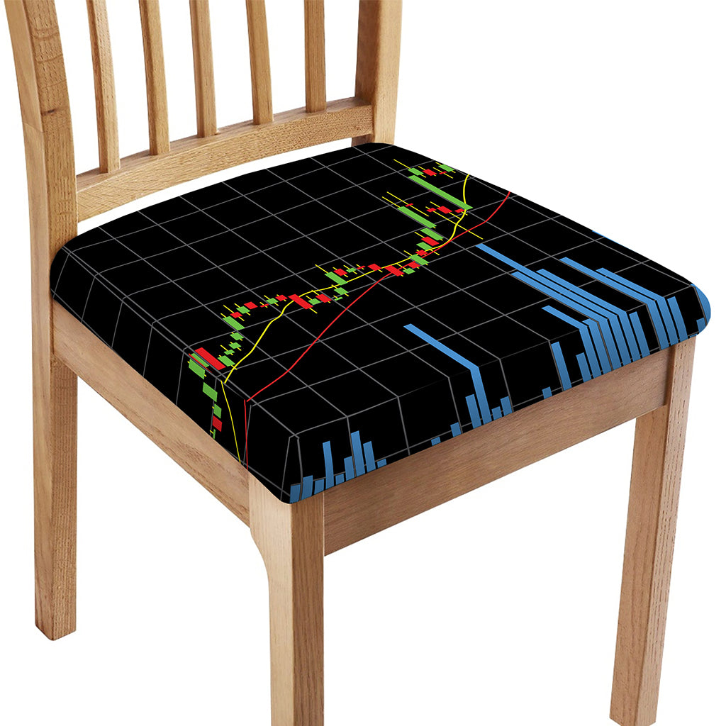 Candlestick Stock Graph Chart Print Chair Cushion Cover