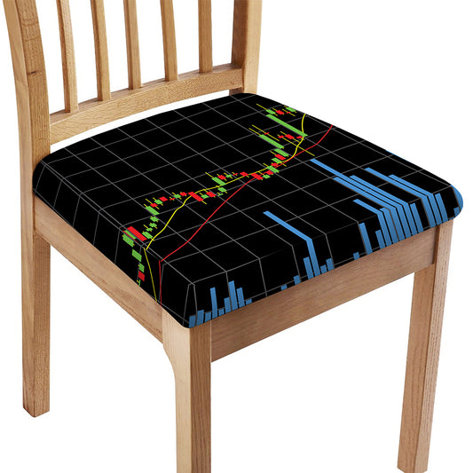 Candlestick Stock Graph Chart Print Chair Cushion Cover