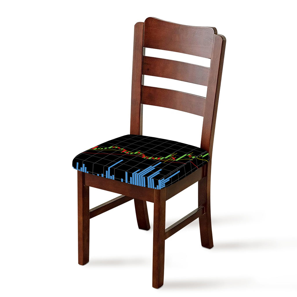 Candlestick Stock Graph Chart Print Chair Cushion Cover
