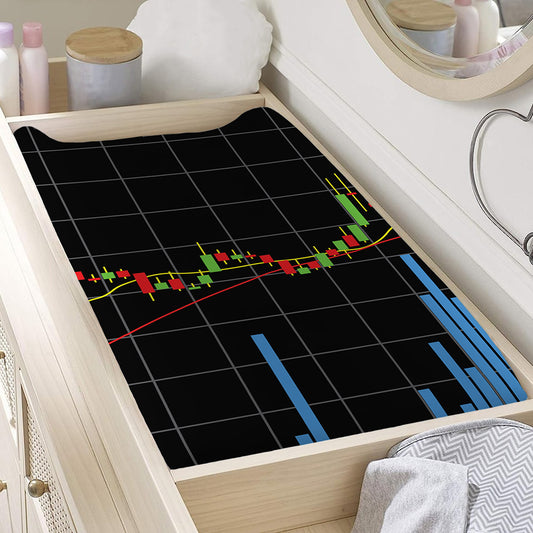 Candlestick Stock Graph Chart Print Changing Pad Cover