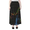 Candlestick Stock Graph Chart Print Chiffon Maxi Skirt