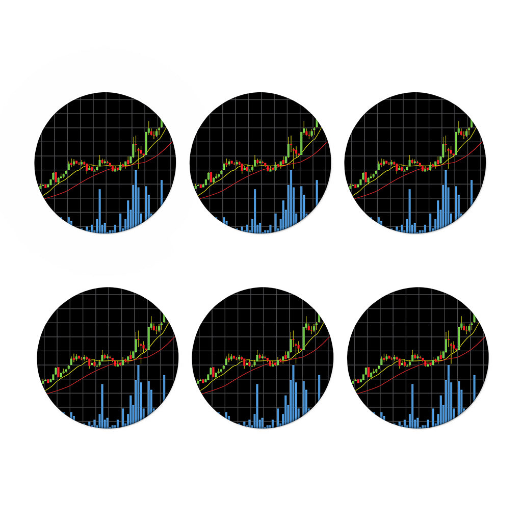 Candlestick Stock Graph Chart Print Coaster Set