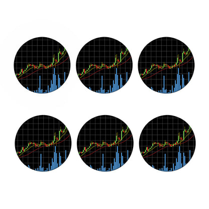 Candlestick Stock Graph Chart Print Coaster Set