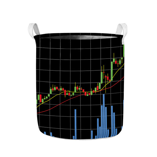 Candlestick Stock Graph Chart Print Collapsible Laundry Basket