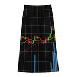 Candlestick Stock Graph Chart Print Cotton Front Slit Maxi Skirt