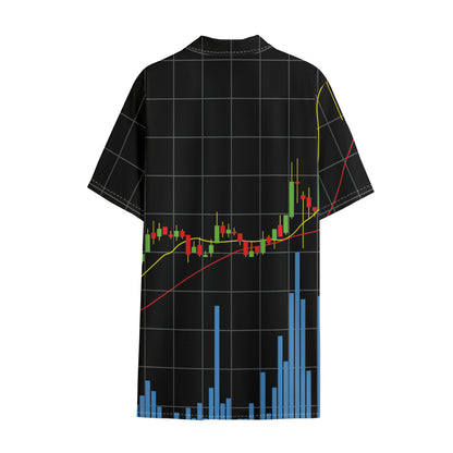 Candlestick Stock Graph Chart Print Cotton Hawaiian Shirt