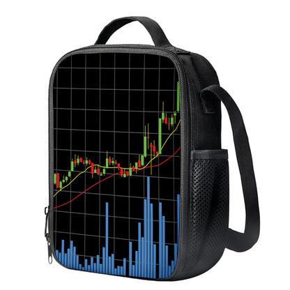 Candlestick Stock Graph Chart Print Crossbody Lunch Bag
