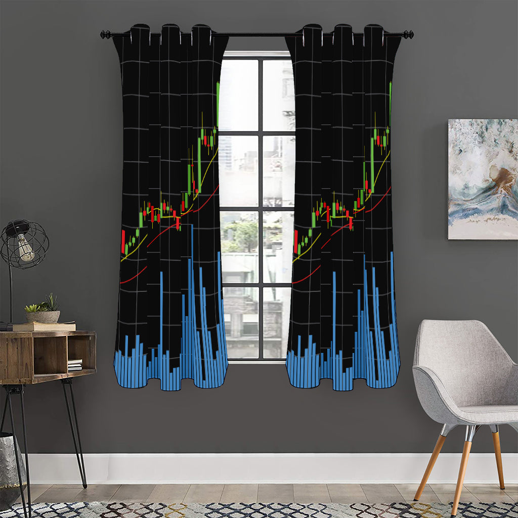 Candlestick Stock Graph Chart Print Curtain