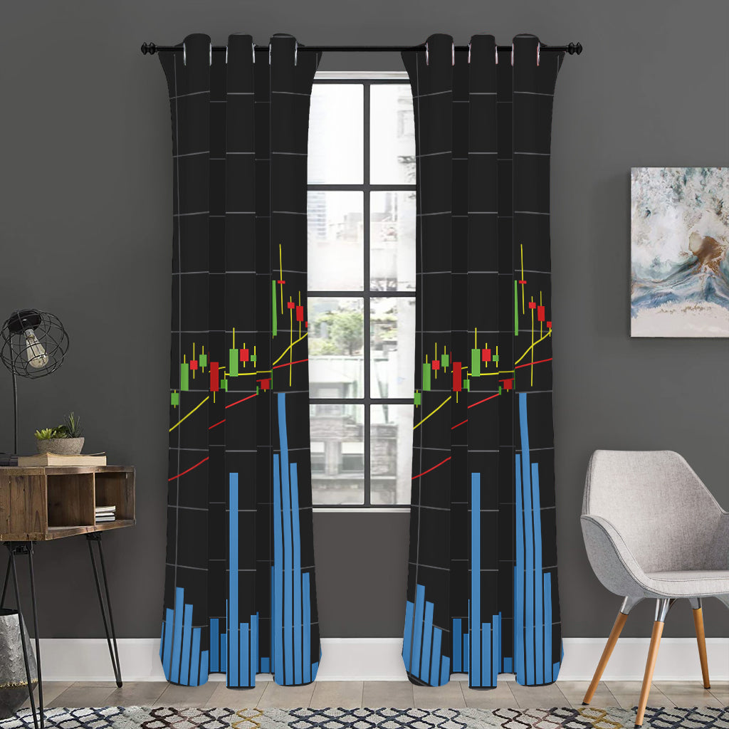 Candlestick Stock Graph Chart Print Curtain