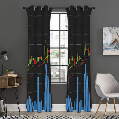 Candlestick Stock Graph Chart Print Curtain