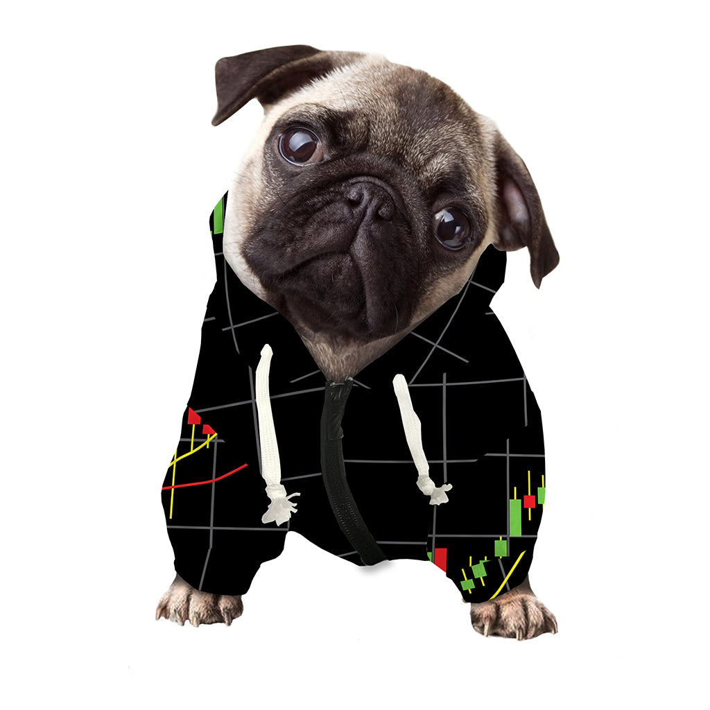 Candlestick Stock Graph Chart Print Dog Zip Up Hoodie