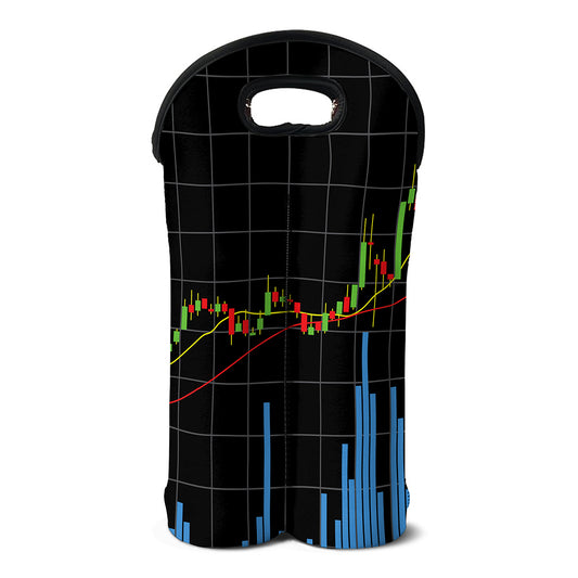 Candlestick Stock Graph Chart Print Double Neoprene Wine Tote