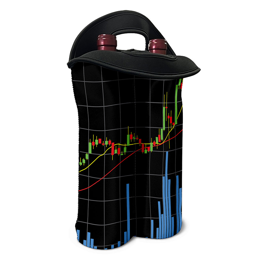 Candlestick Stock Graph Chart Print Double Neoprene Wine Tote