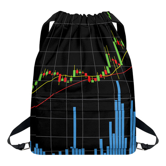 Candlestick Stock Graph Chart Print Drawstring Backpack