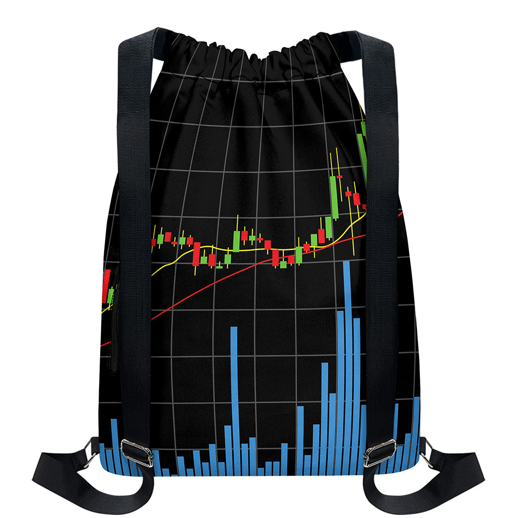 Candlestick Stock Graph Chart Print Drawstring Backpack