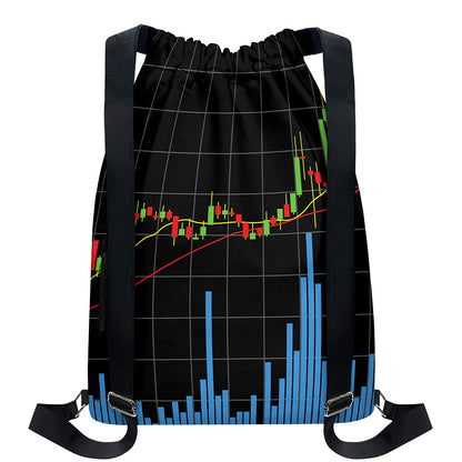 Candlestick Stock Graph Chart Print Drawstring Backpack