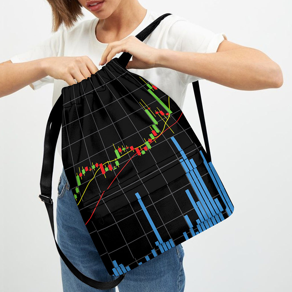 Candlestick Stock Graph Chart Print Drawstring Backpack