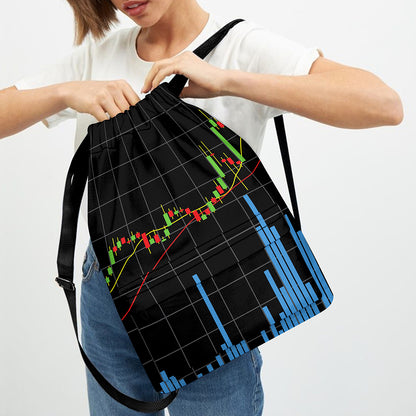 Candlestick Stock Graph Chart Print Drawstring Backpack