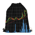 Candlestick Stock Graph Chart Print Drawstring Bag