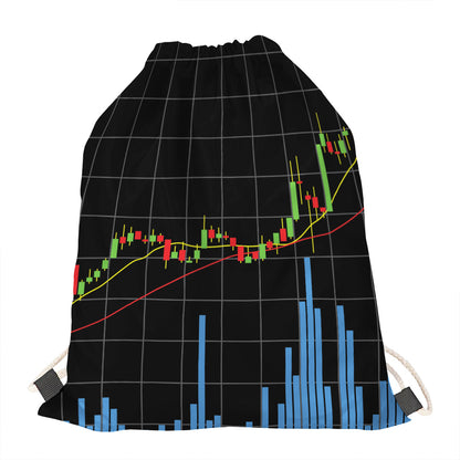 Candlestick Stock Graph Chart Print Drawstring Bag
