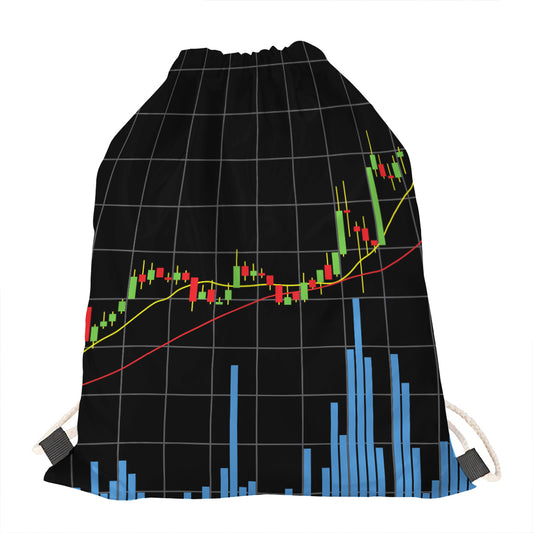 Candlestick Stock Graph Chart Print Drawstring Bag