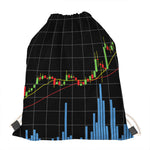 Candlestick Stock Graph Chart Print Drawstring Bag