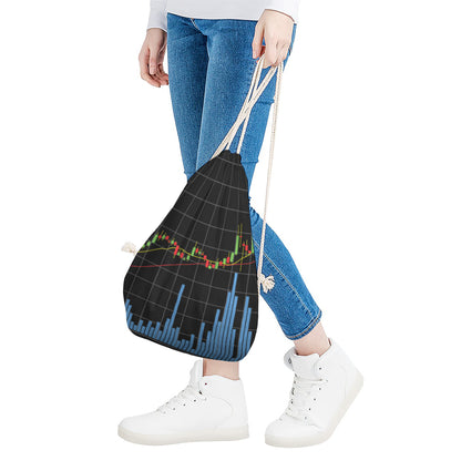 Candlestick Stock Graph Chart Print Drawstring Bag
