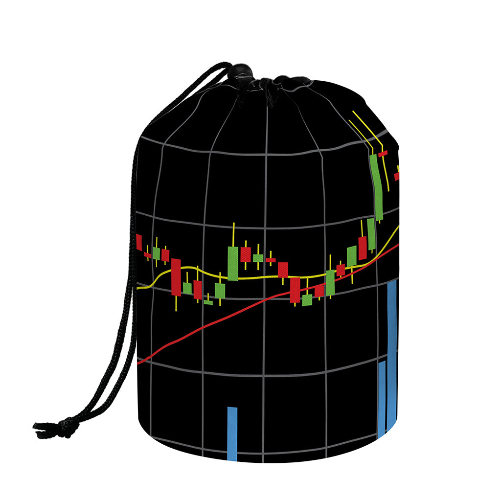 Candlestick Stock Graph Chart Print Drawstring Makeup Bag