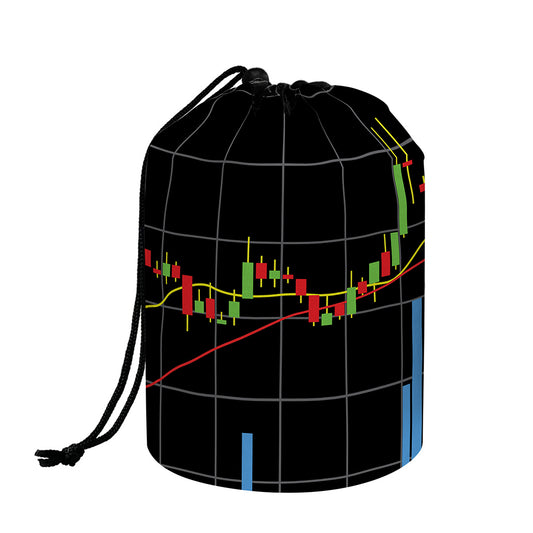 Candlestick Stock Graph Chart Print Drawstring Makeup Bag