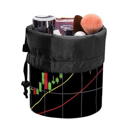 Candlestick Stock Graph Chart Print Drawstring Makeup Bag