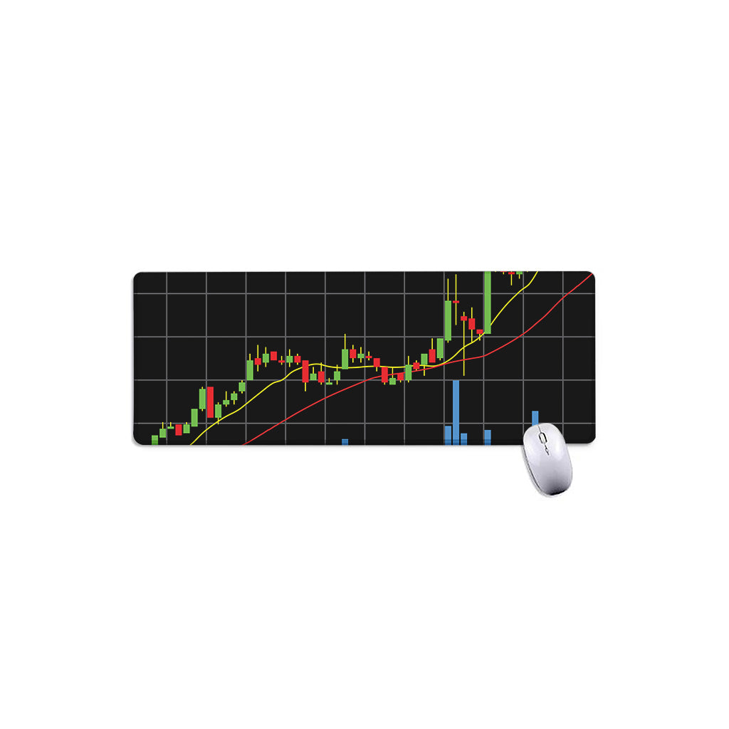 Candlestick Stock Graph Chart Print Extended Mouse Pad