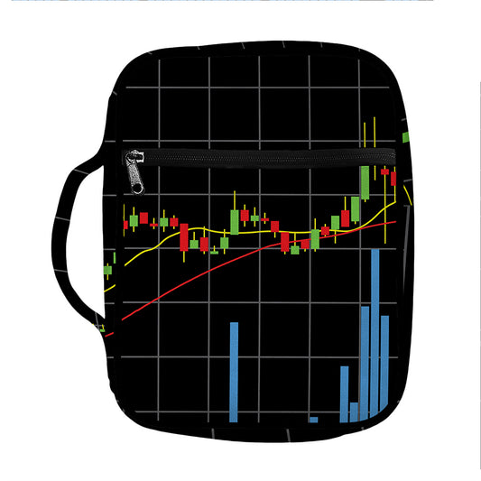 Candlestick Stock Graph Chart Print Front Pocket Bible Bag