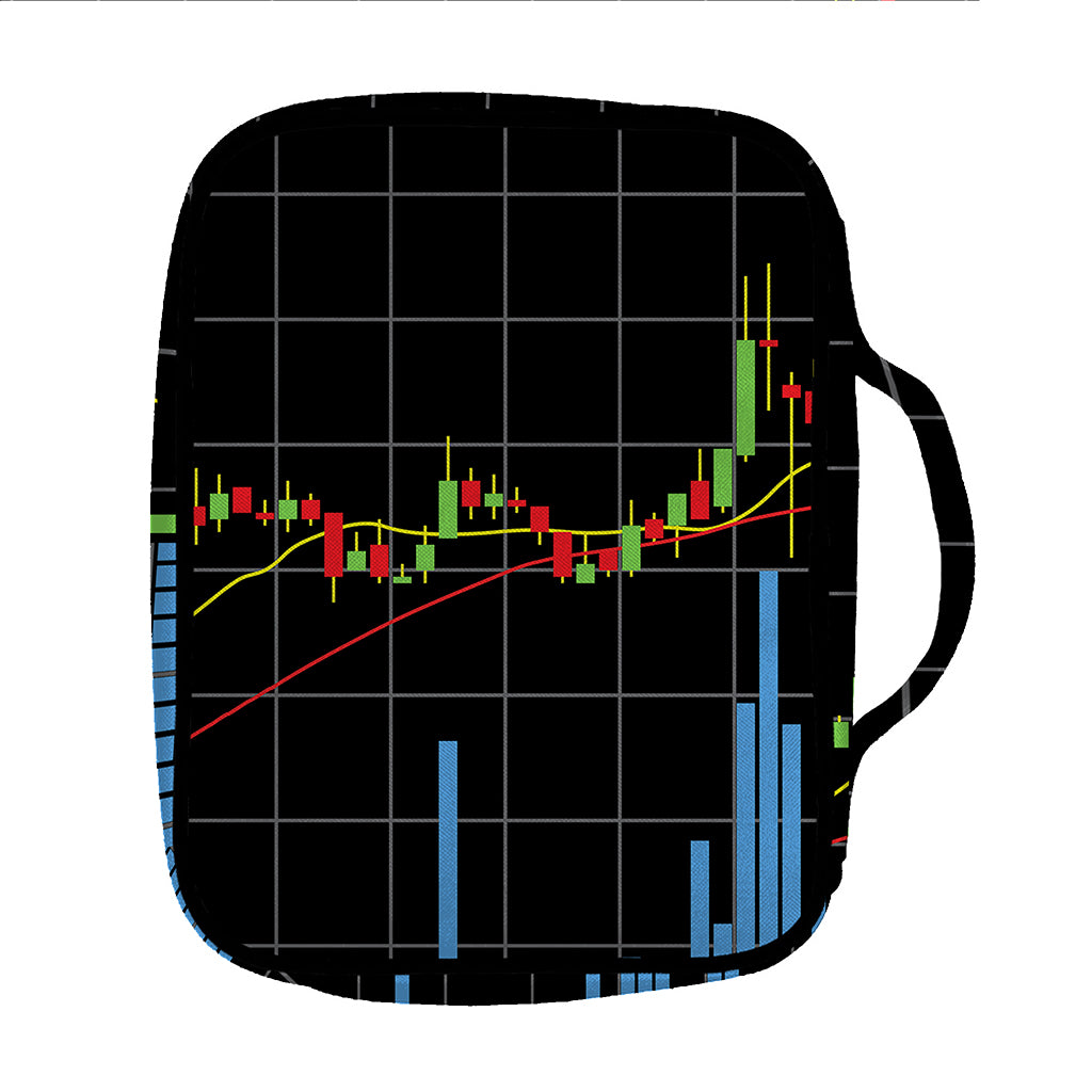 Candlestick Stock Graph Chart Print Front Pocket Bible Bag