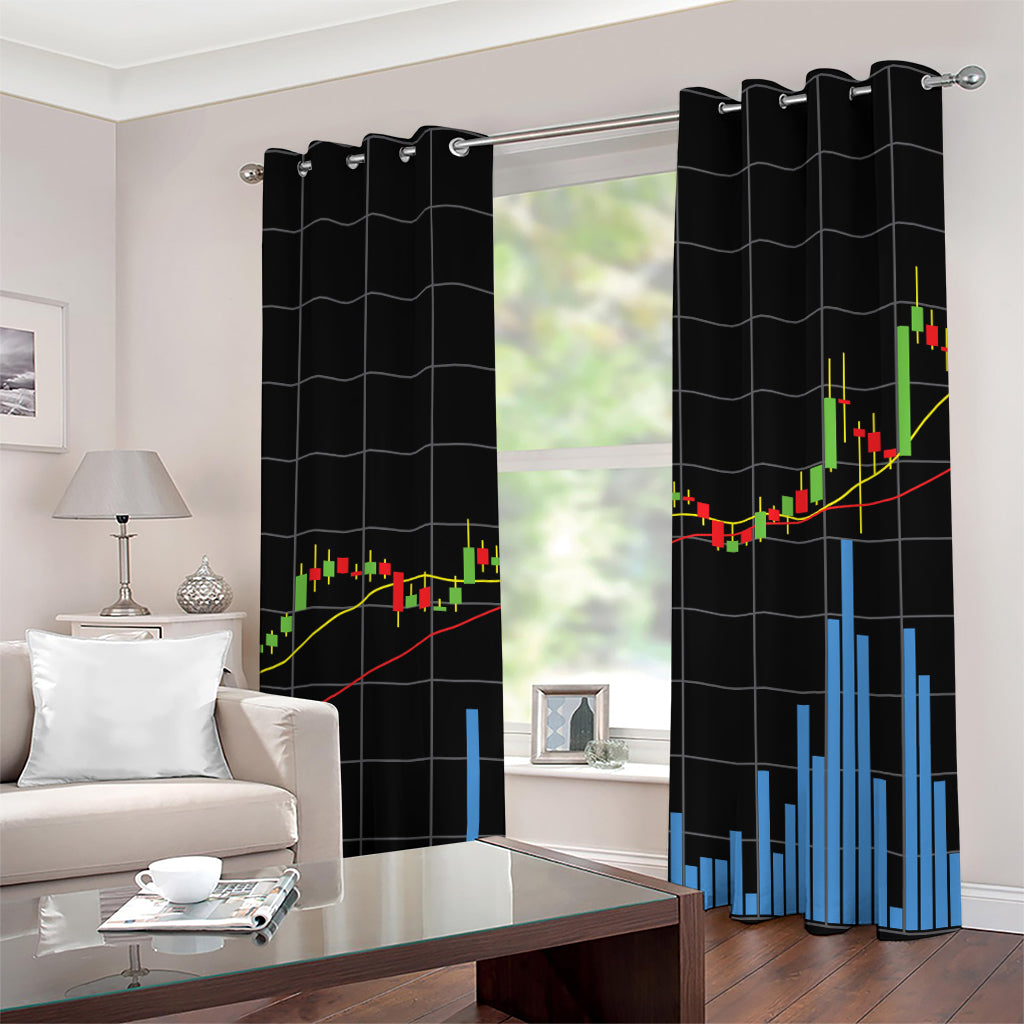 Candlestick Stock Graph Chart Print Grommet Curtains