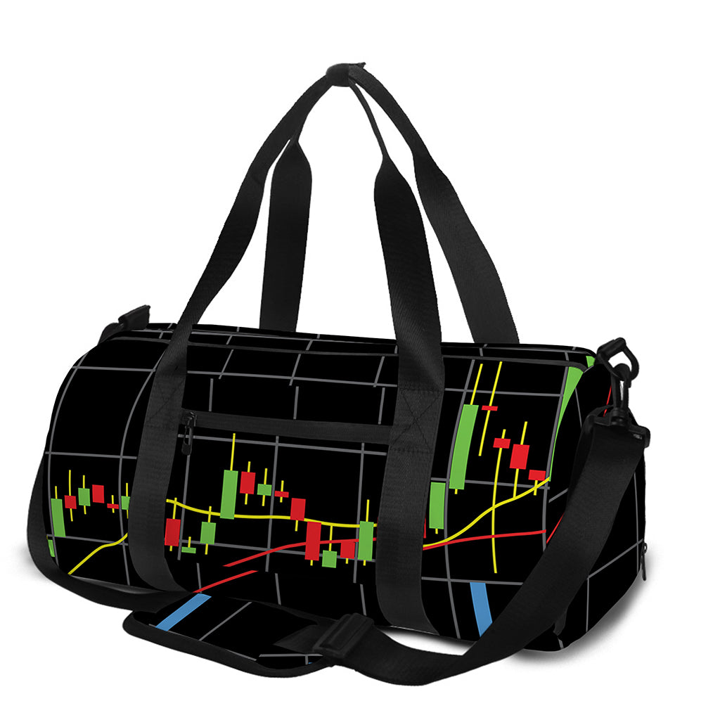 Candlestick Stock Graph Chart Print Gym Bag