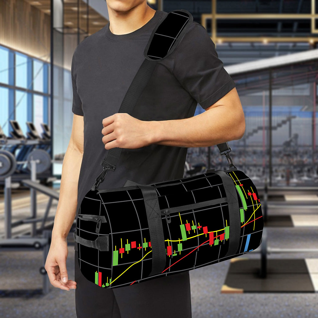 Candlestick Stock Graph Chart Print Gym Bag